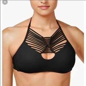 Becca Black Electric High Swim Top / Size Small